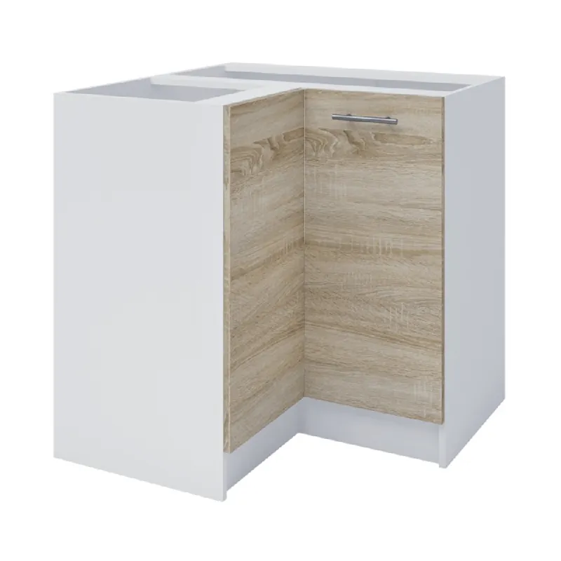 Dulap inferior de colţ, stejar sonoma/alb, FABIANA S - 90N Disponibil imediat