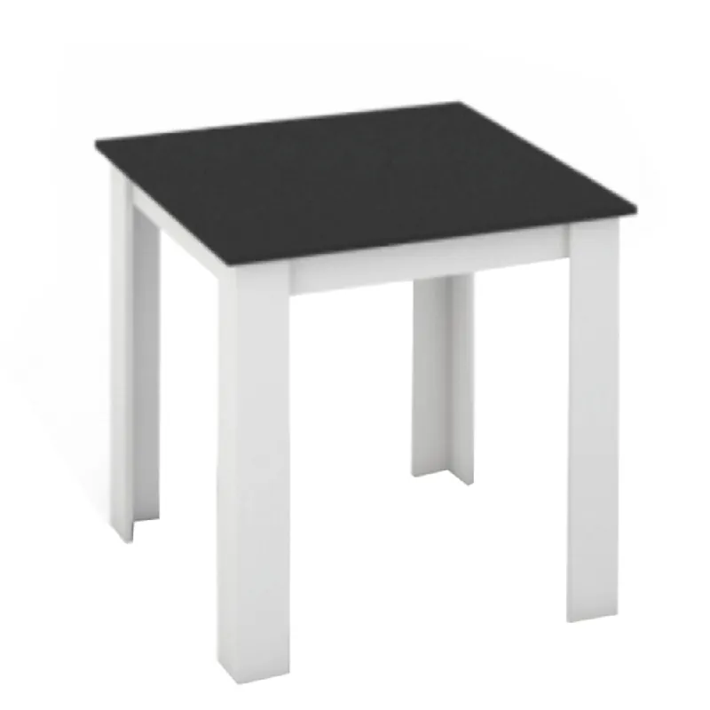 Calitate înaltă Masă dining, alb/negru, 80x80 cm, KRAZ