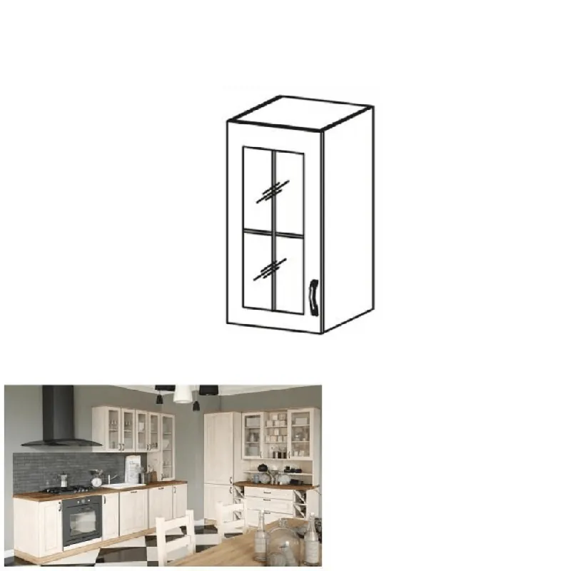 Cel mai vândut Dulap superior, cu sticlă, alb/pin nordic, model stânga, ROYAL G30S