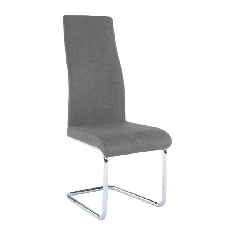 Scaun dining, material textil gri închis/crom, AMINA Mai ieftin