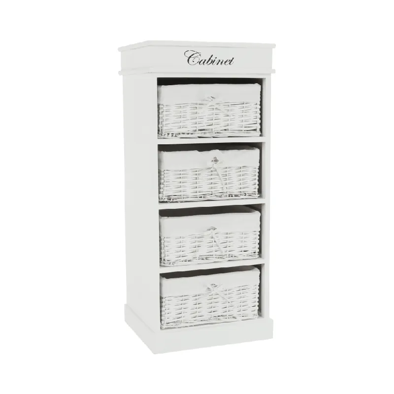 Ofertă Comodă cu 4 sertare (coşuri), alb, BLANCO