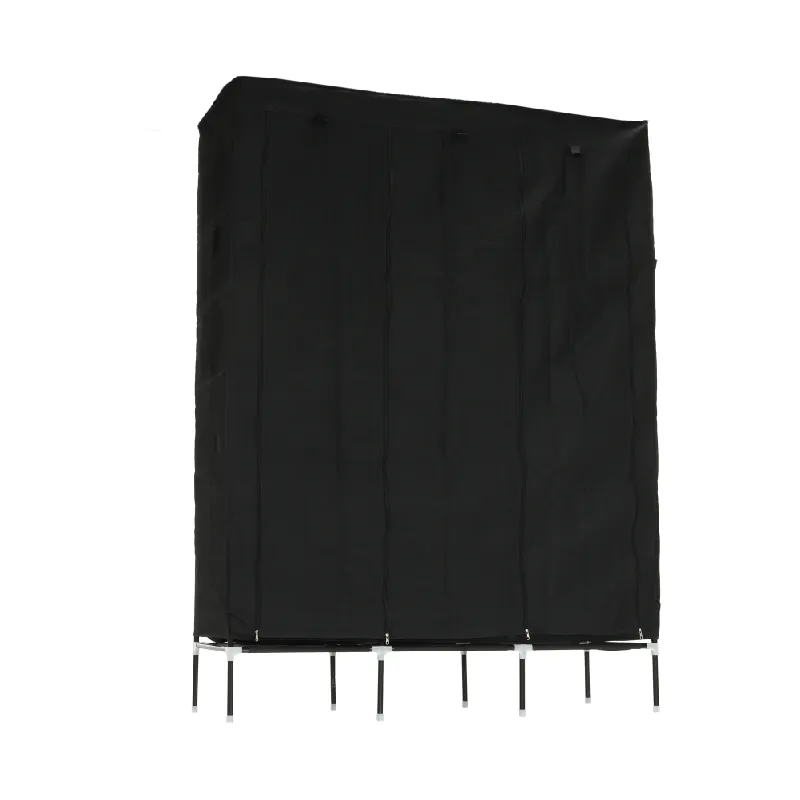 Ieftin Organizator de garderobă, material textil/metal, negru, TARON VNW05