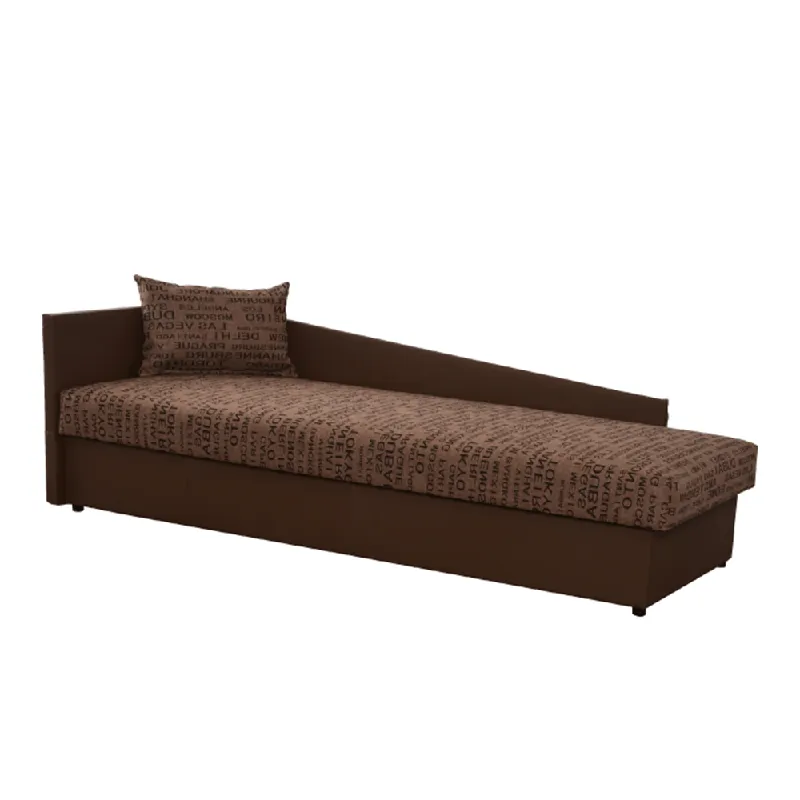 Popular Pat cu spaţiu pentru depozitare, piele eco maro/material cu imprimeu, dreapta, JUDIT