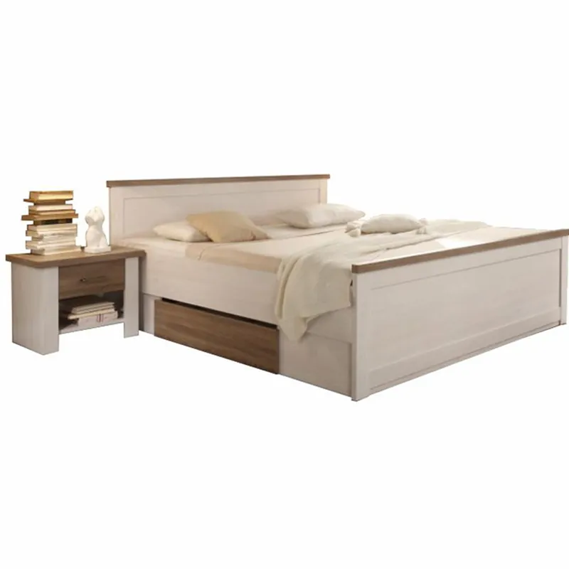 Pat + 2x noptiere, pin alb/stejar sonoma trufă, LUMERA Cel mai vândut