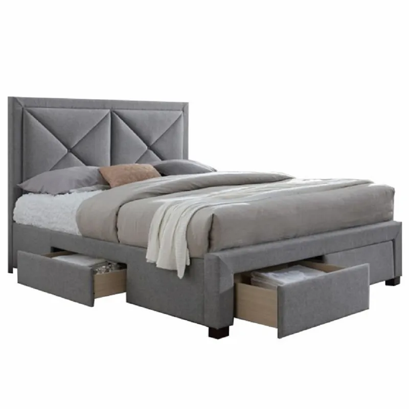 Cumpără acum Pat de lux cu spaţiu pentru depozitare, textil gri, 160x200, XADRA