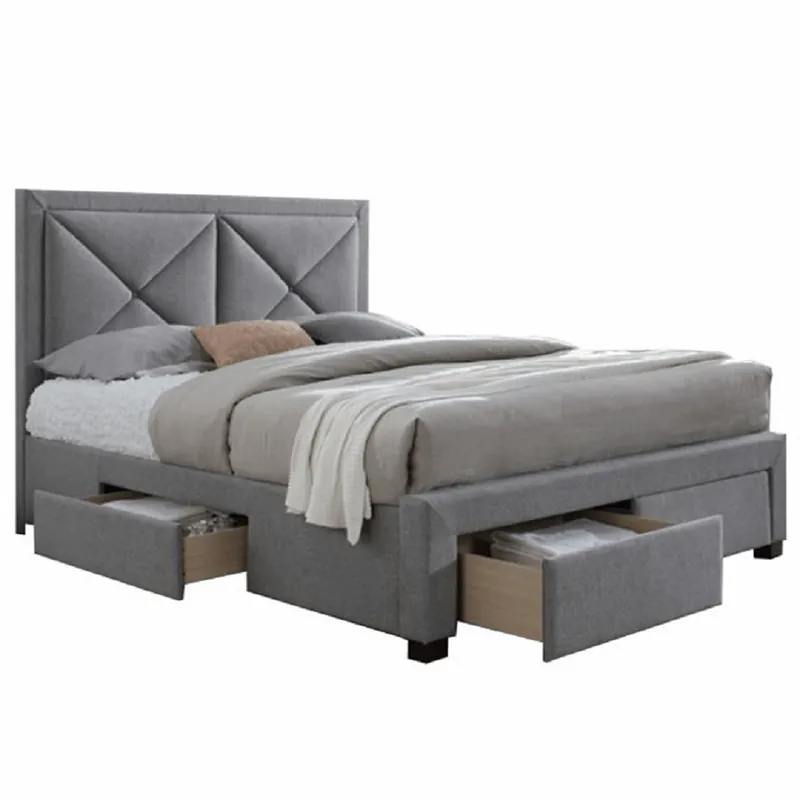 Pat de lux cu spaţiu pentru depozitare, textil gri, 180x200, XĂDRA Preferatul clienților