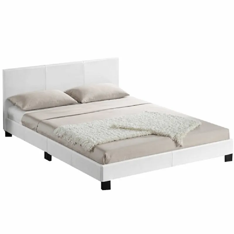 Pat, piele ecologică albă, 160x200, DANETA Ofertă limitată
