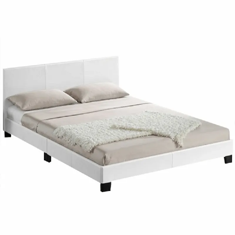 Ofertă limitată Pat, piele ecologică albă, 180x200, DANETA