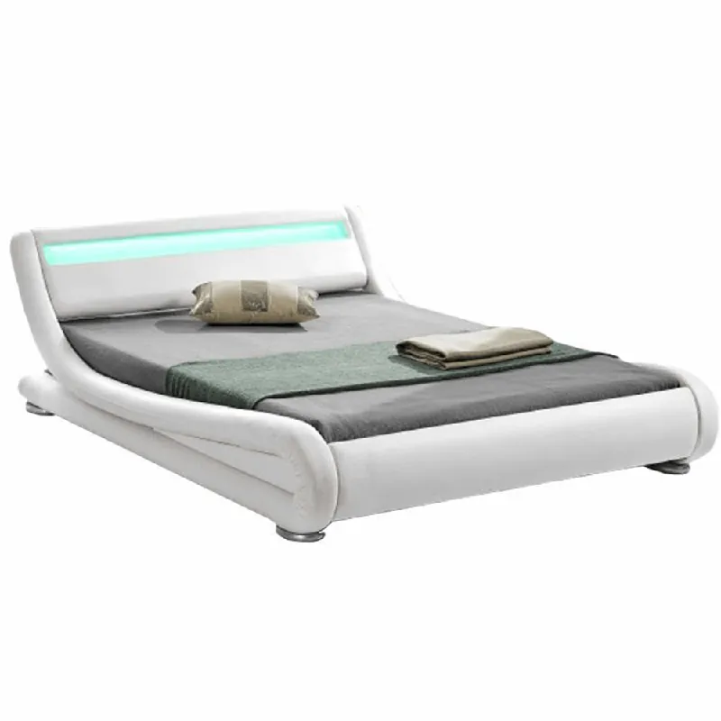 Ofertă Pat modern cu RGB LED iluminare, alb, 160x200, FILIDA