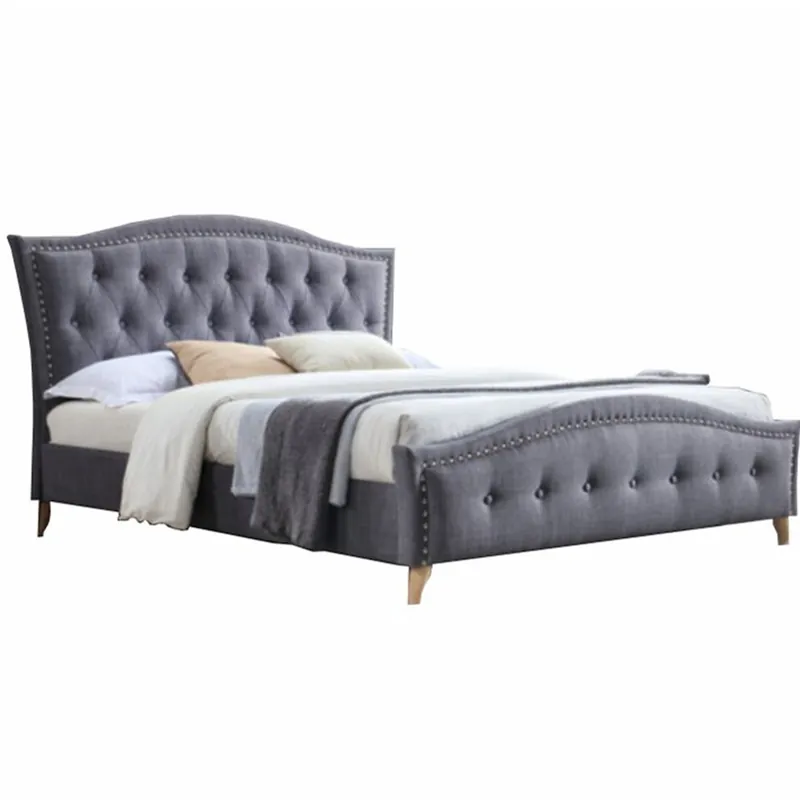 Plată sigură Pat matrimonial, material textil gri, 160x200, GIOVANA