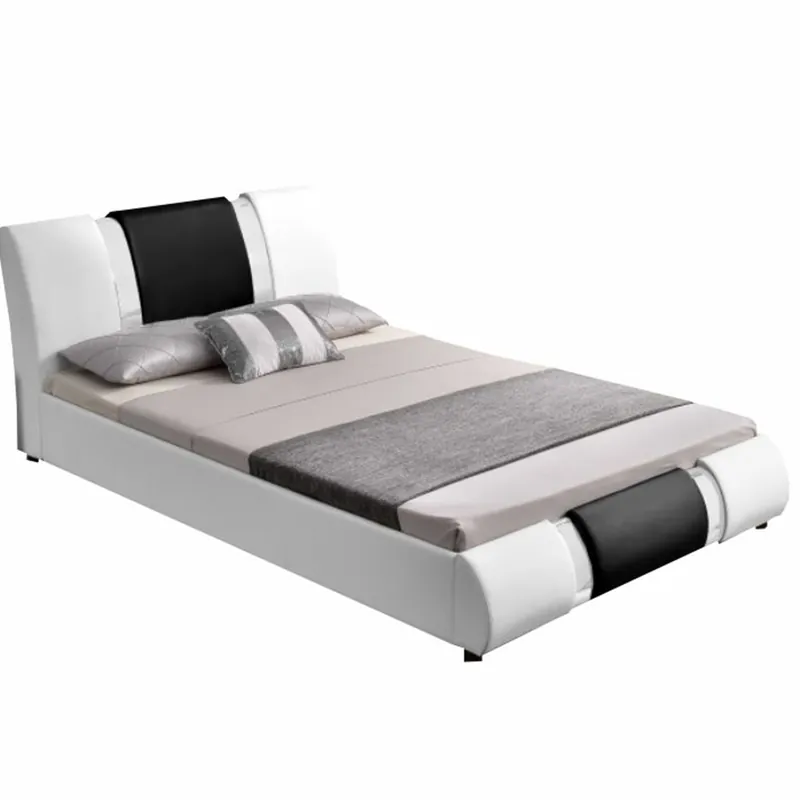 Pat modern, piele ecologică albă/piele ecologică neagră, 160x200, LUXOR Disponibil imediat