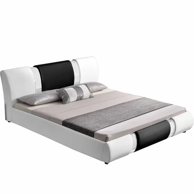 Pat modern, piele ecologică albă/piele ecologică neagră, 180x200, LUXOR Promoție