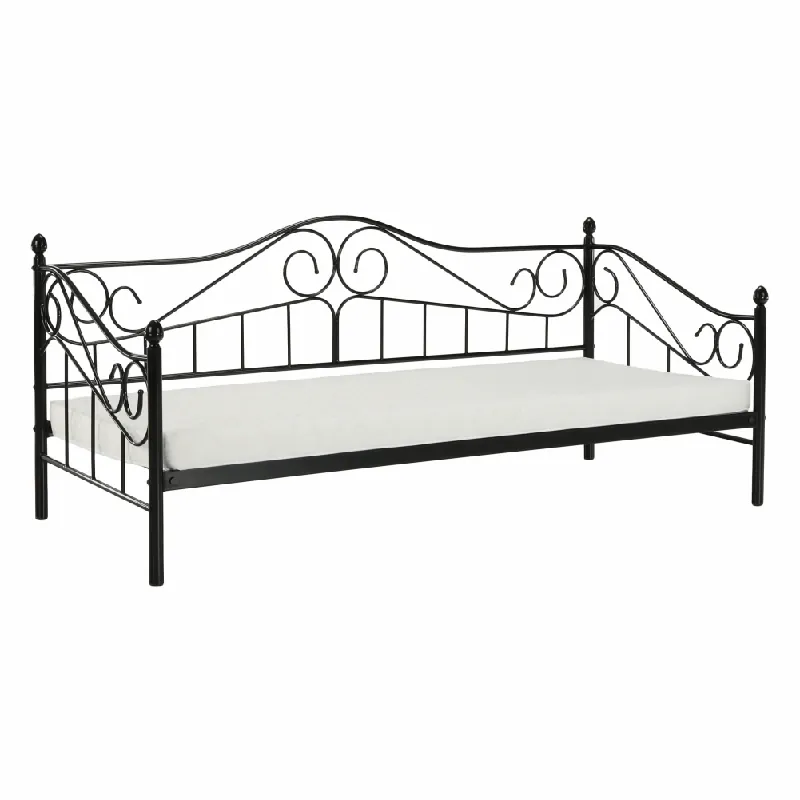 Plată sigură Pat metalic, negru, 90x200, DAINA