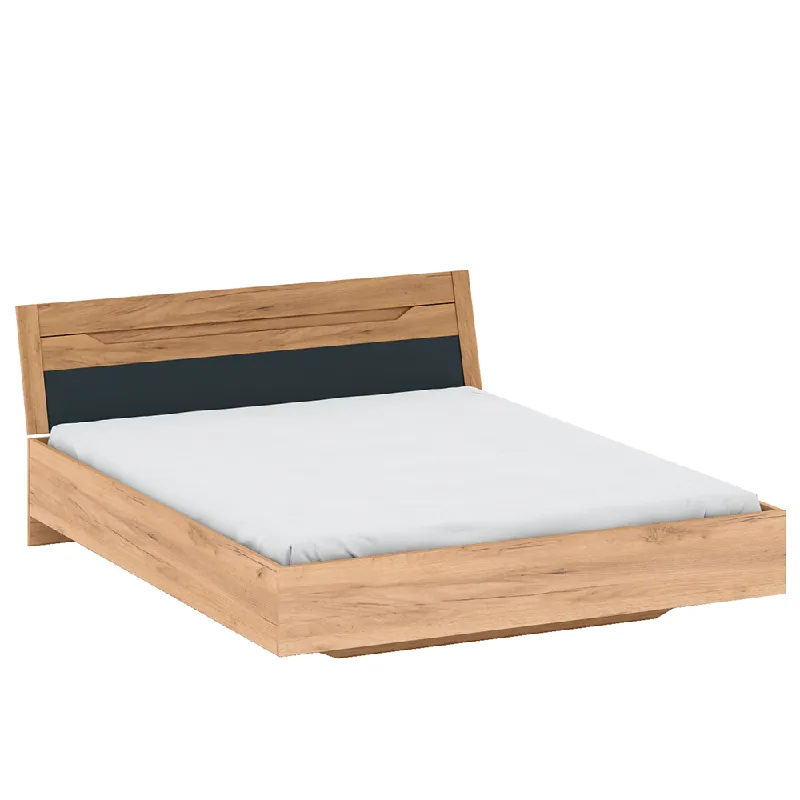 Reducere specială Pat, stejar craft auriu / gri grafit, FIDEL