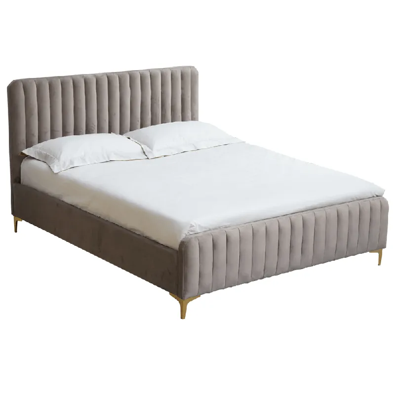 Pat, gri maro Taupe/gold crom auriu mat, 160x200, KAISA Reducere specială