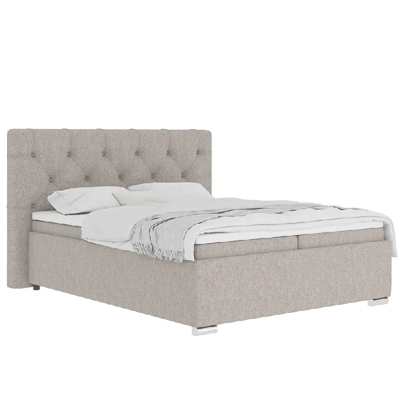 Mai ieftin Pat boxspring 160x200, gri-maro, MORINA
