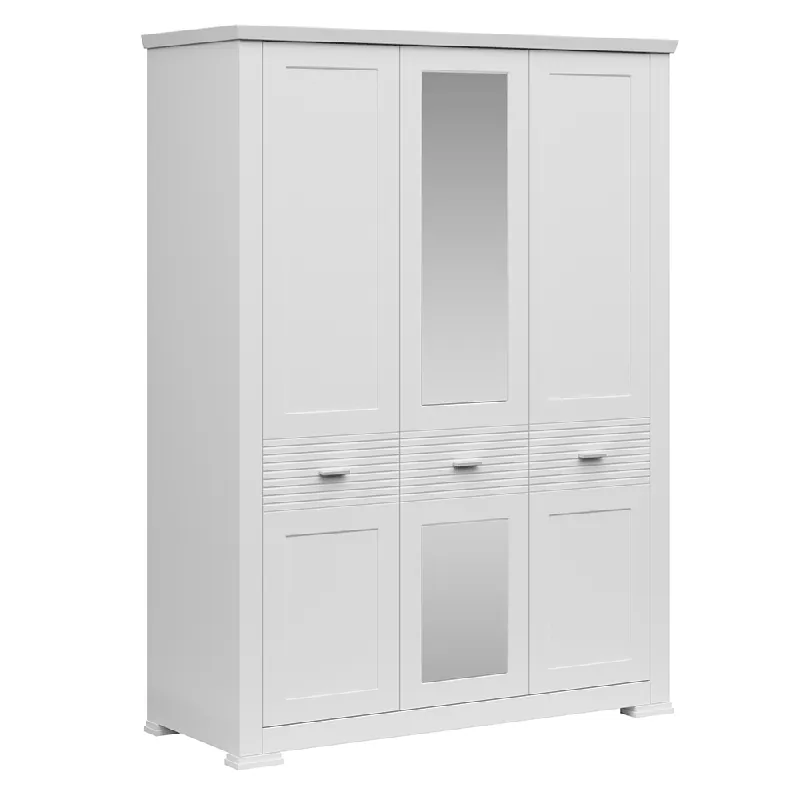 Dulap cu trei uşi cu oglindă, alb, ARYAN 3D Ofertă exclusivă