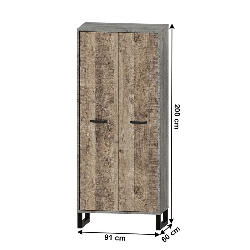 Disponibil imediat Dulap, cuier, stejar nisipiu / gri, BARIA 2D / 90
