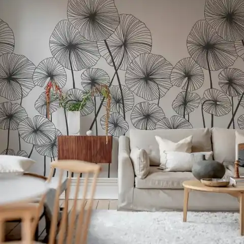 Livrare expres Fototapet, Waterlily Forest, Black & White, Rebel Walls