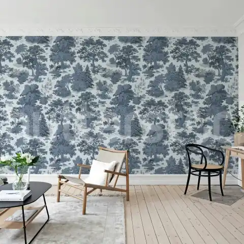 Popular Fototapet, Woodland Toile, Blue, Rebel Walls