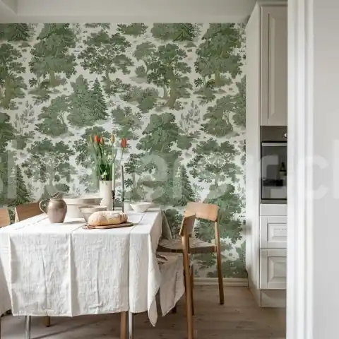 Fototapet, Woodland Toile, Green, Rebel Walls Mai ieftin