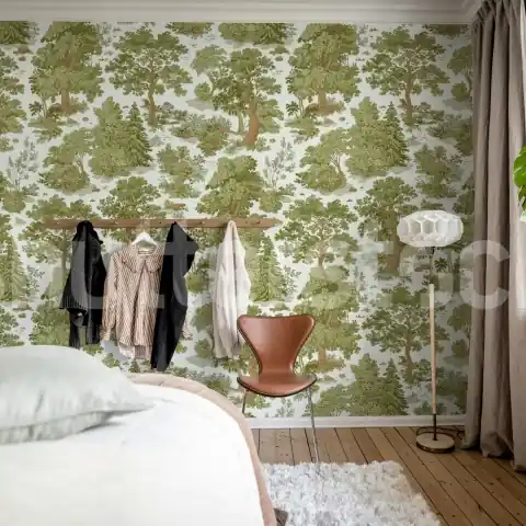 Livrare expres Fototapet, Woodland Toile, Light Green, Rebel Walls