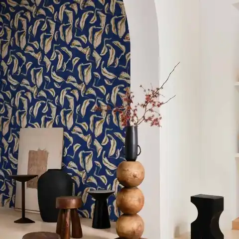Discount Tapet Moroccan Branches, Blue, Coordonne 5mp / rola