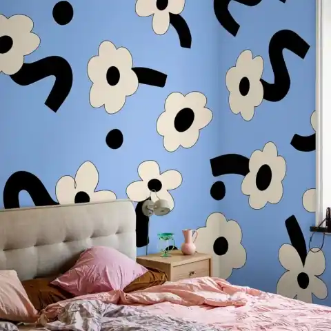 Lichidare de stoc Fototapet, Dancing Flowers, Blue, Rebel Walls