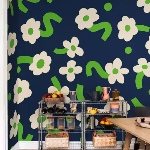 Fototapet, Dancing Flowers, Green, Rebel Walls Comandă acum
