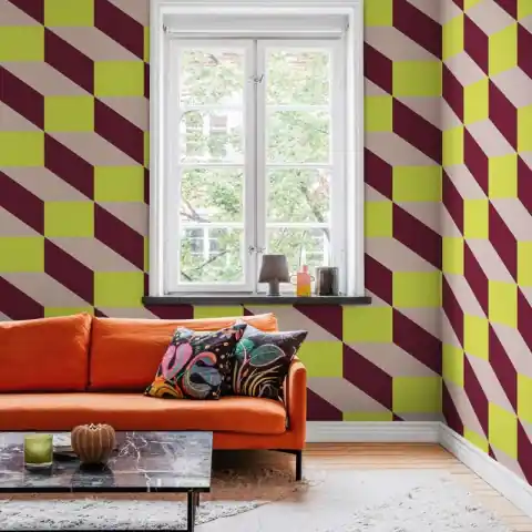 Ieftin Fototapet, Filled Optic, Lime & Red, Rebel Walls