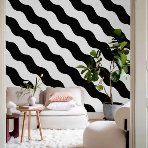 Fototapet, Polka Stripe, Black & White, Rebel Walls Disponibil imediat
