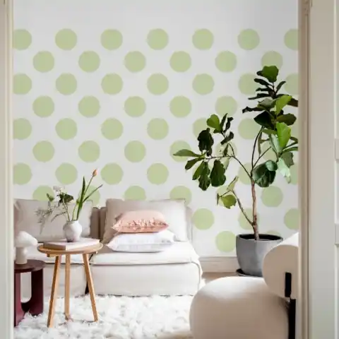 Ofertă exclusivă Fototapet, Big Dots, Light Green, Rebel Walls