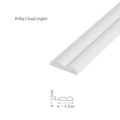 Reducere de preț Profil dreapta riflaj decorativ 3D, Cloud R, 4.3x1.2x250 cm, Manavi