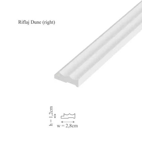 Doar azi Profil dreapta riflaj decorativ 3D, Dune R, 2.8x1.2x270 cm, Manavi