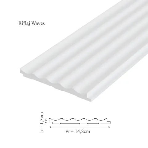 Preferatul clienților Panou riflaj decorativ 3D, Waves - 14.8x1.3x270 cm, Manavi