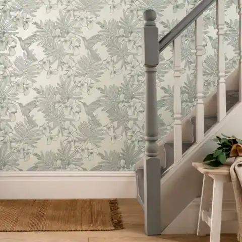 Tapet, Hummingbird, Mist Grey Luxury Floral, 1838 Wallcoverings, 5.3mp / rola Promoție