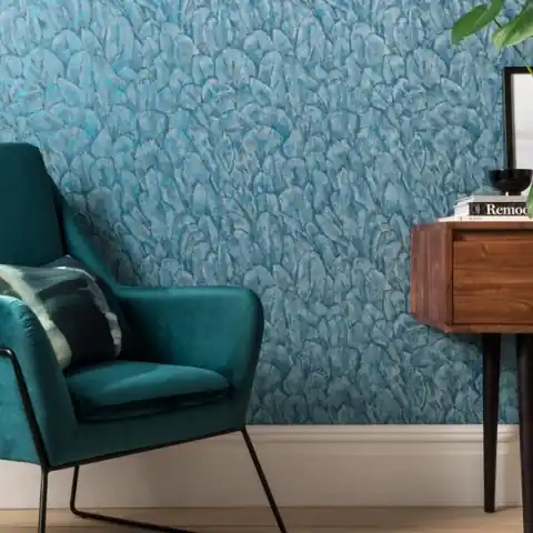 Tapet, Tranquil, Lagoon Blue Luxury Feather, 1838 Wallcoverings, 5.3mp / rola Noutate