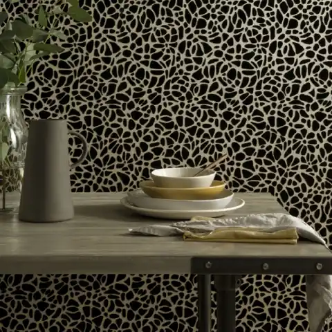 Plată securizată Tapet, Pebble, Jet Black Luxury Flock, 1838 Wallcoverings, 5.3mp / rola