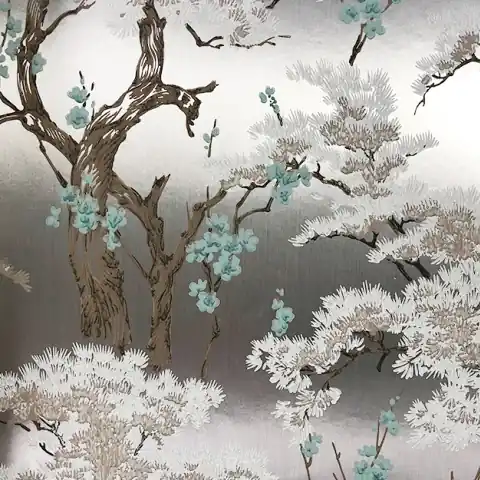 Vezi acum Tapet, Harewood, Foil Silver Luxury Chinoiserie, 1838 Wallcoverings, 5.3mp / rola