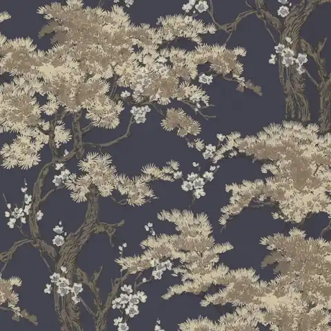 Tapet, Harewood, Navy Blue Luxury Chinoiserie, 1838 Wallcoverings, 5.3mp / rola Premium