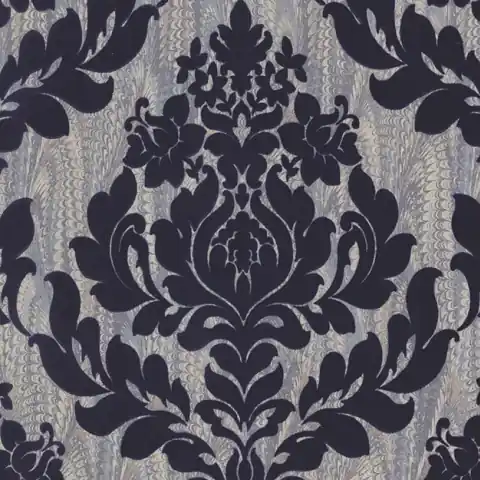 Tapet, Faversham, Navy Blue Luxury Flock, 1838 Wallcoverings, 5.3mp / rola Livrare expres