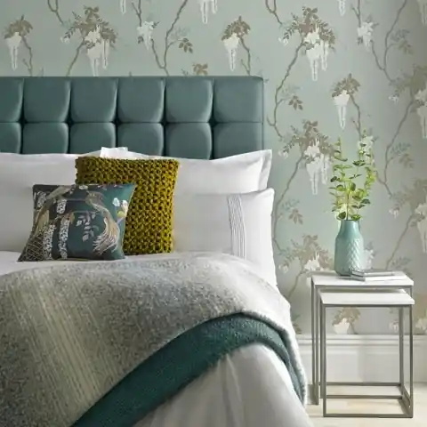 Tapet, Leonora, Teal Green Luxury Floral, 1838 Wallcoverings, 5.3mp / rola Nu rata