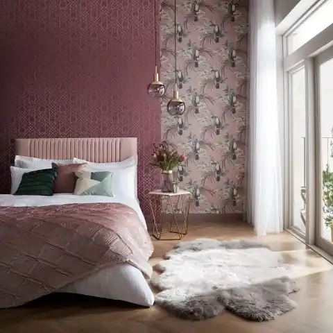 Tapet, Metro, Cassis Purple Luxury Geometric, 1838 Wallcoverings, 5.3mp / rola Retur gratuit