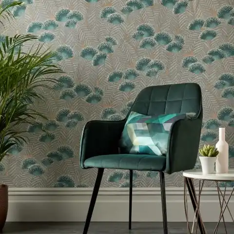 Super ofertă Tapet, Clarice, Emerald Green Luxury Art Deco, 1838 Wallcoverings, 5.3mp / rola