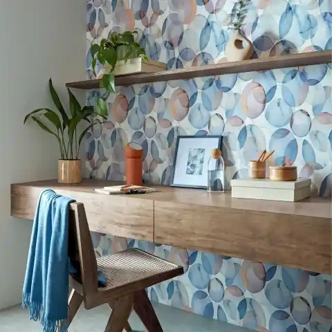 Tapet, Honesty, Opal Blue Luxury Geometric, 1838 Wallcoverings, 5.3mp / rola Comandă acum