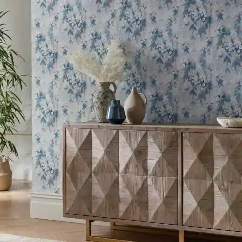 Tapet, Cascade, Cornflower Blue Luxury Floral, 1838 Wallcoverings, 5.3mp / rola Livrare rapidă