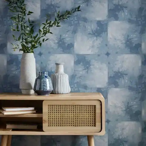 Lichidare de stoc Tapet, Crystalline, Agate Blue Luxury Tile, 1838 Wallcoverings, 5.3mp / rola
