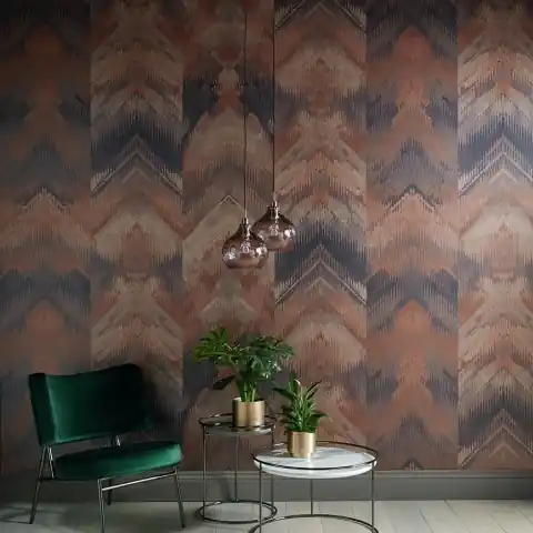 Tapet, Reflections, Copper Luxury Geometric, 1838 Wallcoverings, 6.5mp / rola Doar azi