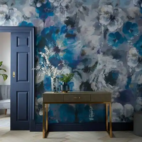 Preț mic Tapet, Bloom, Sapphire Blue Luxury Floral, 1838 Wallcoverings, 6.5mp / rola