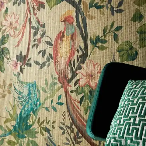 Reducere Tapet, Bird Sonnet, Lacquer Luxury Paperweave, (fibre naturale), 1838 Wallcoverings, 5.1mp / rola